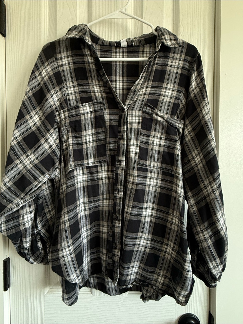 ASOS Topshop  Black & White Plaid Button-Front Shirt